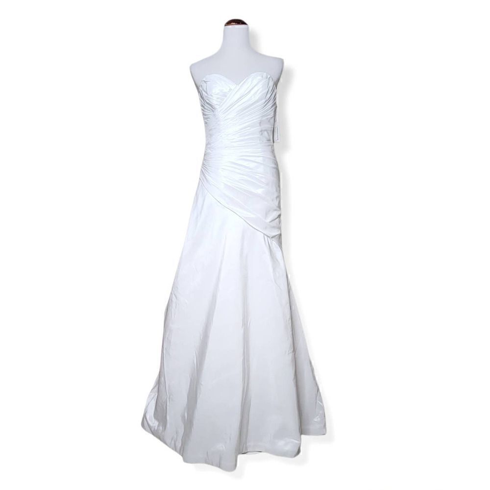 Cosmobella Sweetheart Pleated Strapless Wedding Dress White Size 2